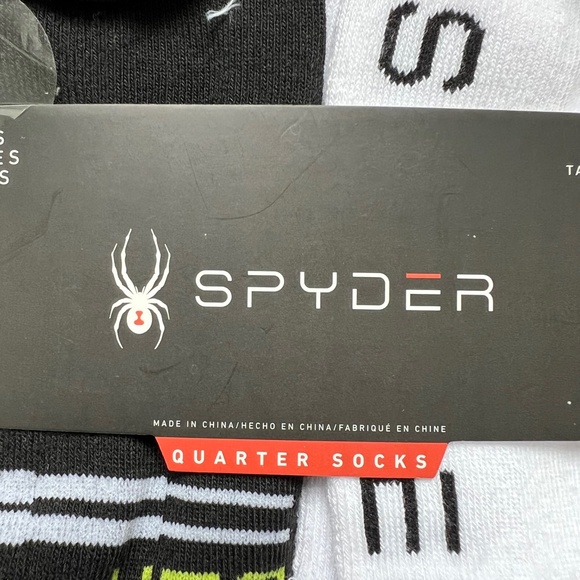 Spyder 5 Pair Men Performance Training Quarter Socks Black White,Shoe 6-12 - Picture 3 of 5